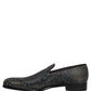 Dolce & Gabbana Black Floral Brocade Slip On Loafers Shoes