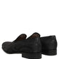 Dolce & Gabbana Black Brocade Men Slip On Dress Loafers Shoes