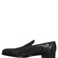 Dolce & Gabbana Black Brocade Men Slip On Dress Loafers Shoes