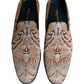 Dolce & Gabbana Beige Brocade Men Slip On Dress Loafers Shoes