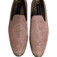 Dolce & Gabbana Pink Brocade Men Slip On Dress Loafers Shoes