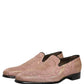 Dolce & Gabbana Pink Brocade Men Slip On Dress Loafers Shoes