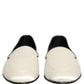 Dolce & Gabbana White Satin Logo Slip On Flats Loafers Shoes
