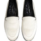 Dolce & Gabbana White Satin Logo Slip On Flats Loafers Shoes