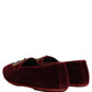 Dolce & Gabbana Burgundy Velvet Crown Slip On Loafers Shoes