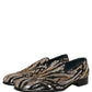 Dolce & Gabbana Gold Striped Sequin Embellished Loafer Shoes