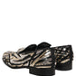 Dolce & Gabbana Gold Striped Sequin Embellished Loafer Shoes