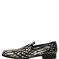 Dolce & Gabbana Gold Striped Sequin Embellished Loafer Shoes