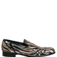 Dolce & Gabbana Gold Striped Sequin Embellished Loafer Shoes