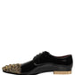 Dolce & Gabbana Black Embellished Men Derby Dress Formal Shoes