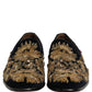 Dolce & Gabbana Black Gold Embroidery Dress Loafers Shoes