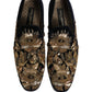 Dolce & Gabbana Black Gold Embroidery Dress Loafers Shoes