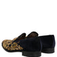 Dolce & Gabbana Black Gold Embroidery Dress Loafers Shoes