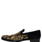 Dolce & Gabbana Black Gold Embroidery Dress Loafers Shoes