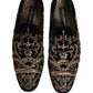 Dolce & Gabbana Black Velvet Embellished Dress Loafers Shoes