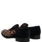 Dolce & Gabbana Black Velvet Embellished Dress Loafers Shoes