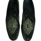 Dolce & Gabbana Green Velvet Embellished Dress Loafers Shoes
