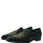 Dolce & Gabbana Green Velvet Embellished Dress Loafers Shoes