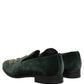 Dolce & Gabbana Green Velvet Embellished Dress Loafers Shoes