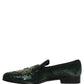 Dolce & Gabbana Green Velvet Embellished Dress Loafers Shoes