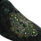 Dolce & Gabbana Green Velvet Embellished Dress Loafers Shoes