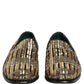 Dolce & Gabbana Gold Striped Sequin Embellished Loafer Shoes