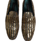 Dolce & Gabbana Gold Striped Sequin Embellished Loafer Shoes