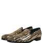 Dolce & Gabbana Gold Striped Sequin Embellished Loafer Shoes