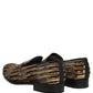 Dolce & Gabbana Gold Striped Sequin Embellished Loafer Shoes