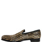 Dolce & Gabbana Gold Striped Sequin Embellished Loafer Shoes