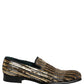 Dolce & Gabbana Gold Striped Sequin Embellished Loafer Shoes