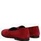 Dolce & Gabbana Red Suede Logo Slip On Flats Loafers Shoes