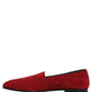Dolce & Gabbana Red Suede Logo Slip On Flats Loafers Shoes