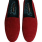 Dolce & Gabbana Red Suede Logo Slip On Flats Loafers Shoes