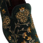 Dolce & Gabbana Green Floral Embroidery Dress Loafers Shoes