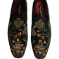 Dolce & Gabbana Green Floral Embroidery Dress Loafers Shoes