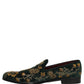 Dolce & Gabbana Green Floral Embroidery Dress Loafers Shoes