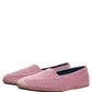 Dolce & Gabbana Pink Velvet Slip On Men Flats Loafers Shoes
