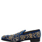 Dolce & Gabbana Blue Velvet Embellished Dress Loafers Shoes