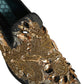 Dolce & Gabbana Black Velvet Embellished Dress Loafers Shoes