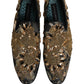 Dolce & Gabbana Black Velvet Embellished Dress Loafers Shoes