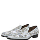 Dolce & Gabbana White Floral Embellished Men Loafers Shoes