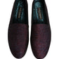 Dolce & Gabbana Maroon Glitter Lurex Logo Dress Loafers Shoes