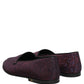 Dolce & Gabbana Maroon Glitter Lurex Logo Dress Loafers Shoes
