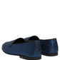 Dolce & Gabbana Blue Glitter Lurex DG Logo Dress Loafers Shoes