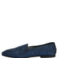 Dolce & Gabbana Blue Glitter Lurex DG Logo Dress Loafers Shoes
