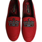 Dolce & Gabbana Red Crown Embellished Dress Loafers Shoes
