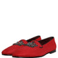 Dolce & Gabbana Red Crown Embellished Dress Loafers Shoes