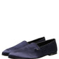Dolce & Gabbana Navy Blue Satin DG Logo Dress Loafers Shoes