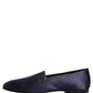 Dolce & Gabbana Navy Blue Satin DG Logo Dress Loafers Shoes